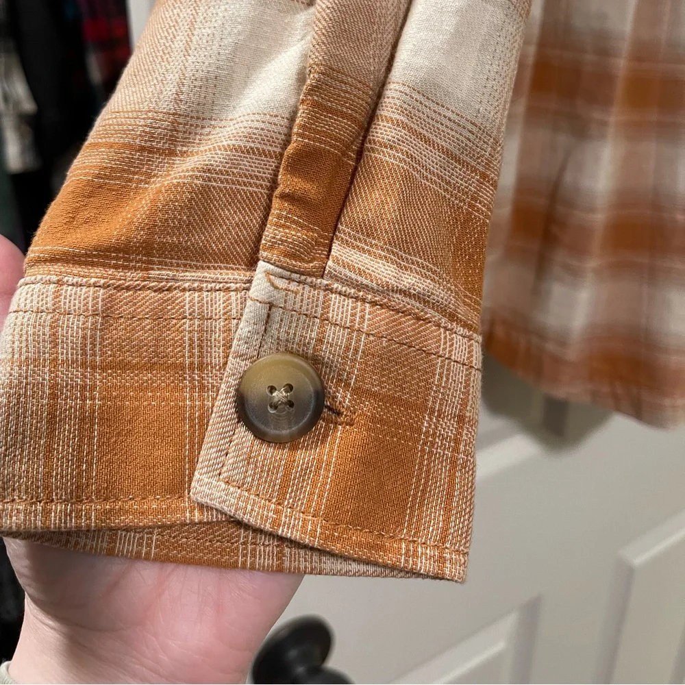 EUC Maurices Orange Plaid Hooded Shacket - Picture 3 of 5